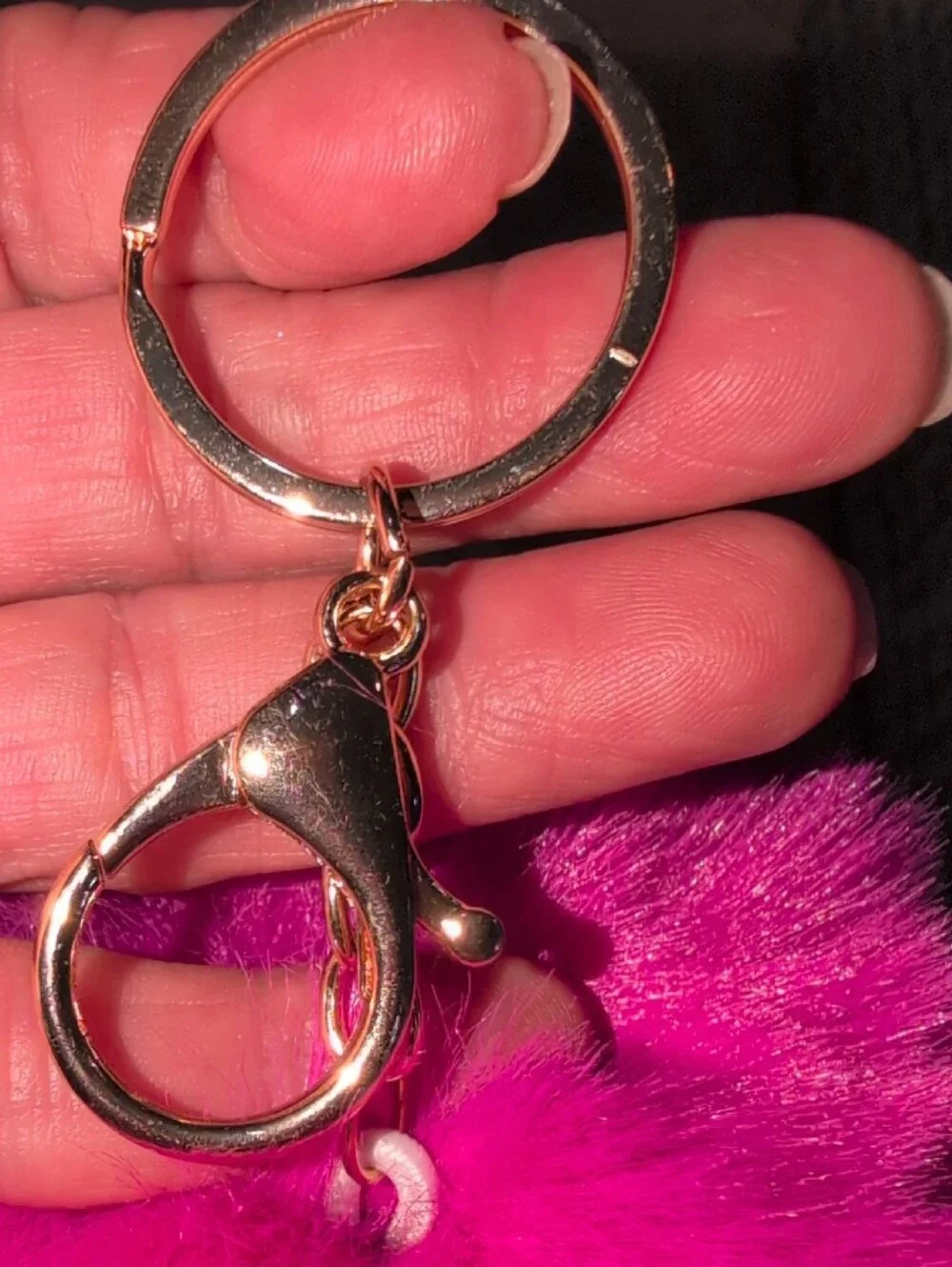 Fuchsia Pom Pom Keychain Bag Charm